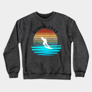 Retro Sunset with Surfer on the Ocean Waves Crewneck Sweatshirt